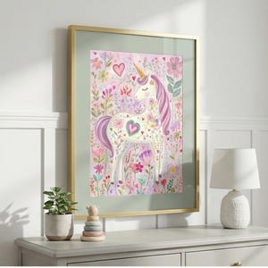 Pink Unicorn Art Print for Girls Nursery Room ~ Pastel Fantasy Decor ~ Magical Girls Bedroom Wall Art ~ Unicorn Illustration ~ Baby Shower image 3