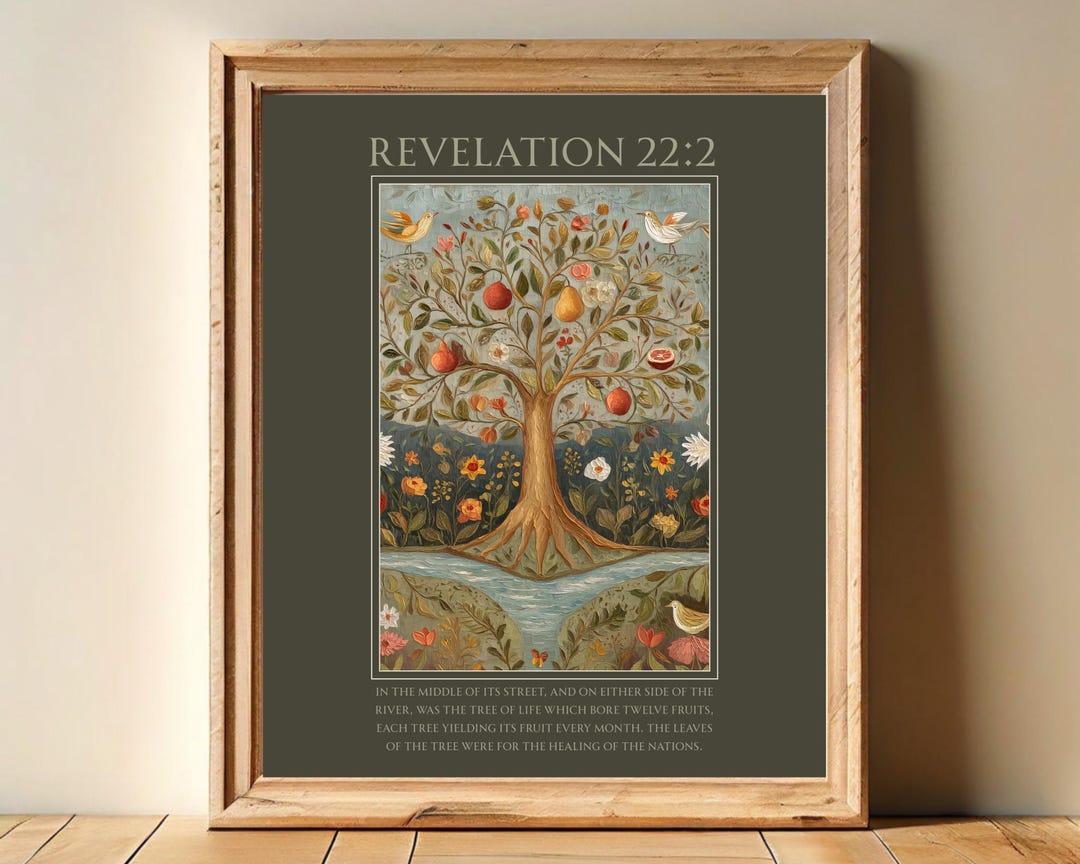 Tree of Life Bible Verse Art: Vintage Folk Art Print (digital Download ...