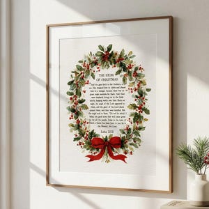 Luke 2:7-11, Christmas Story Wall Art, Christmas Wall Decor, Christmas Bible Verse Print, Scripture Art Print, Christian Christmas Wall Art