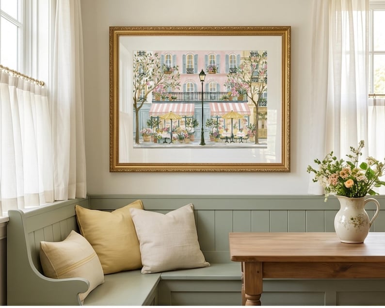 Paris Cafe Wall Art Print ~ Romantic French Flower Market Poster | Cottagecore Parisian Decor for Feminine Bedroom & Shabby Chic Home image 9