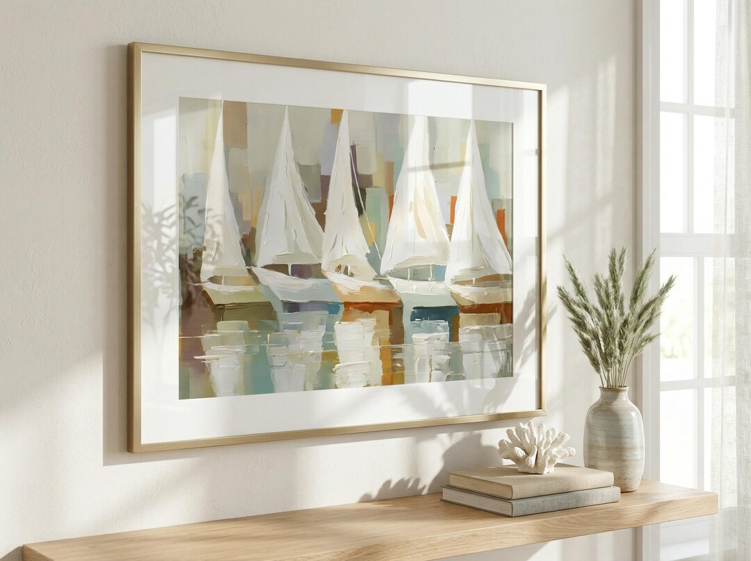 Abstract Sailboat Wall Art Print ~ Coastal Nautical Decor | Modern ...