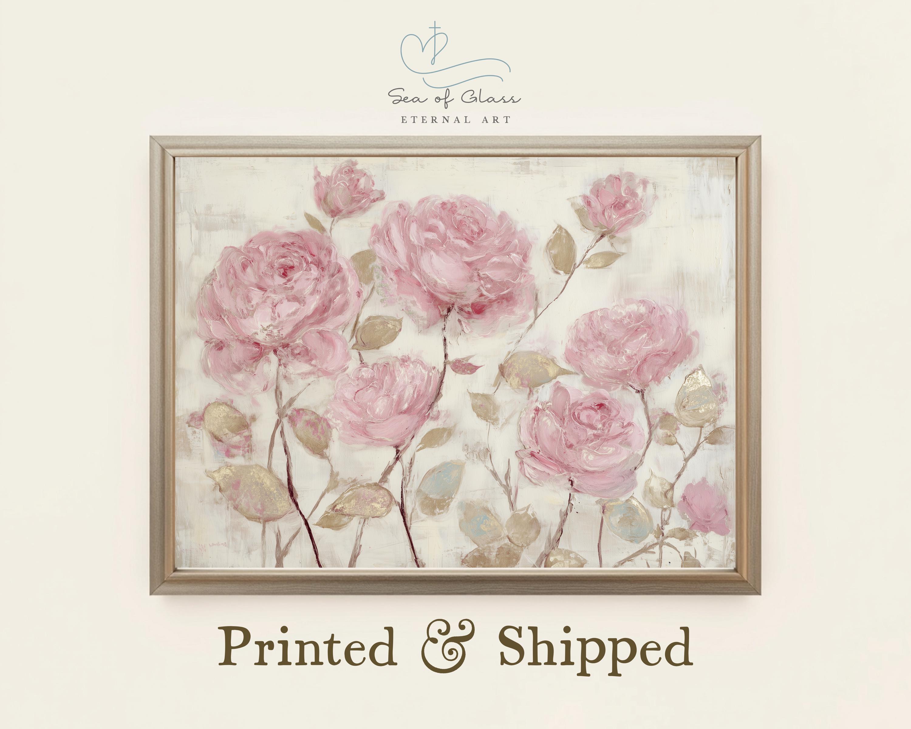 Cottagecore Rose Art Print, Blush Pink Floral Rose Print, Vintage ...