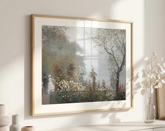 ビクトリア朝のカップルのローズガーデンアートプリント、ロマンチックなパリの絵画、デジタルダウンロード、ロマンチックな結婚式の印刷可能なアート、デジタルファイル