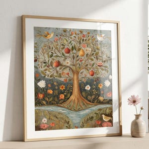Vintage Tree of Life Art Print: Whimsical Folk Art Style (Digital Download) image 4