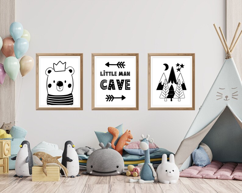 Little Man Cave Printable Boy's Nursery Art Scandinavian Bear Rustic ...