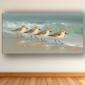 Sandpiper Beach Canvas Art: Vintage Coastal Bird Print