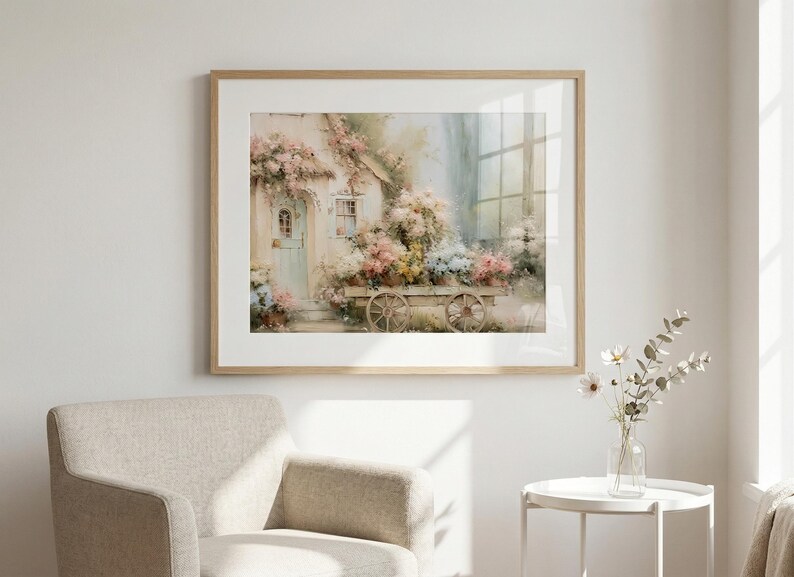 Romantic cottagecore poster for wall hanging - French country wall art in Shabby chic style (Frame Not included) image 3