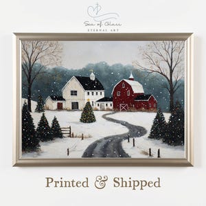 Folk Art Christmas Print, Farmhouse Christmas Wall Art, Holiday Decor, Christmas Gift, Hosting Decor, Gift For Host, Winter Style, Nature