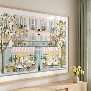 Paris Cafe Wall Art Print ~ Romantic French Flower Market Poster | Cottagecore Parisian Decor for Feminine Bedroom & Shabby Chic Home image 4