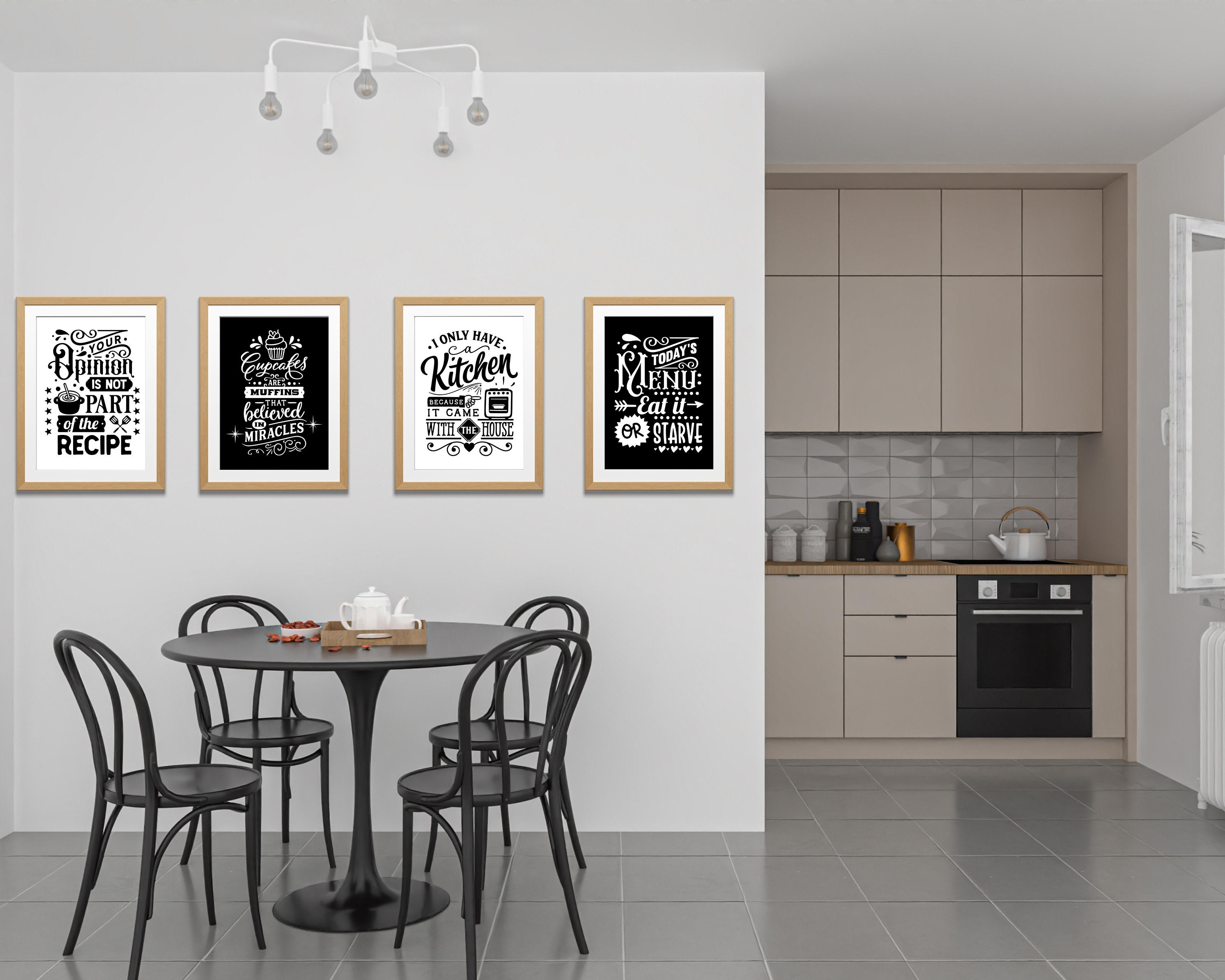 4 PCS Unframed Print, Kitchen Wall Decor, Funny Kitchen Wall Art, Humor  Quote for Kitchen Decor, My Kitchen My Rule, Home Deocr