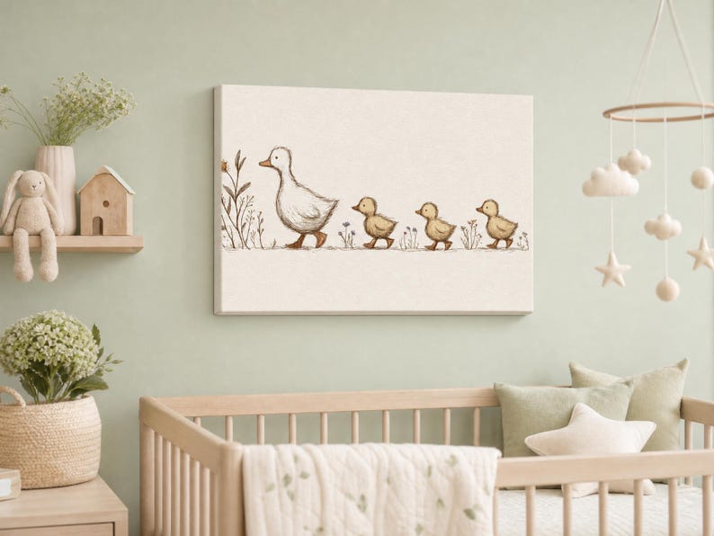 Duck Family Canvas Wall Art ~ Vintage Cottagecore Nursery Decor ...