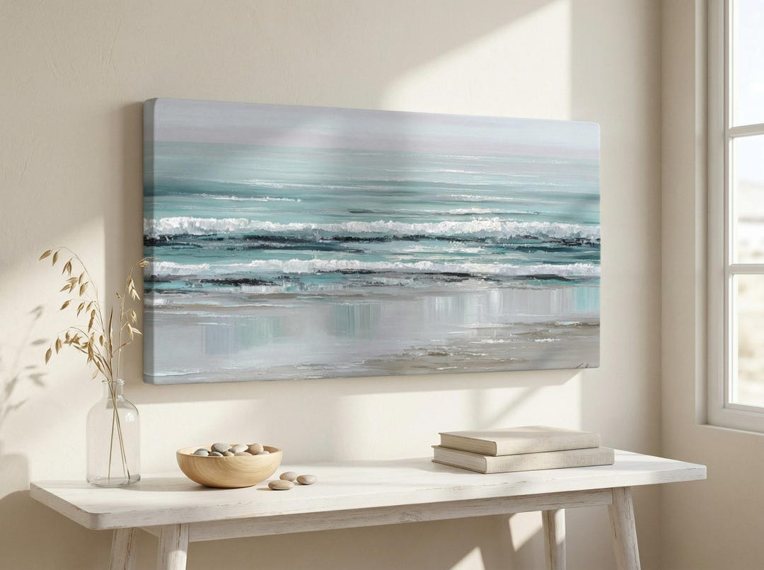 Coastal Seascape Canvas Print ~ Blue Ocean Wave Wall Art ~ Serene Beach ...