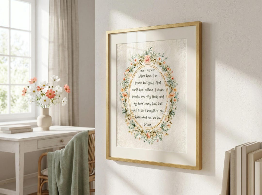 Psalm Scripture Wall Art Print: Vintage Floral Bible Verse Decor ...