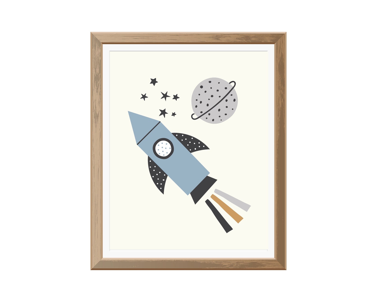 Rocket Ship Nursery Wall Decor Set of 3 Prints Printable Etsy