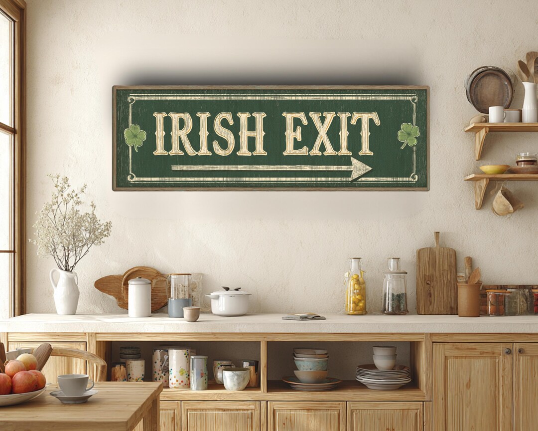 Irish Exit Sign on Canvas, Vintage Irish Pub Wall Art, Shamrock Bar ...