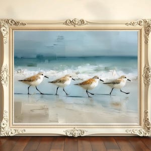 Sandpiper Bird Art Print: Pastel Coastal Painting (Digital Download 8x10, 11x14, 16x20 inches)