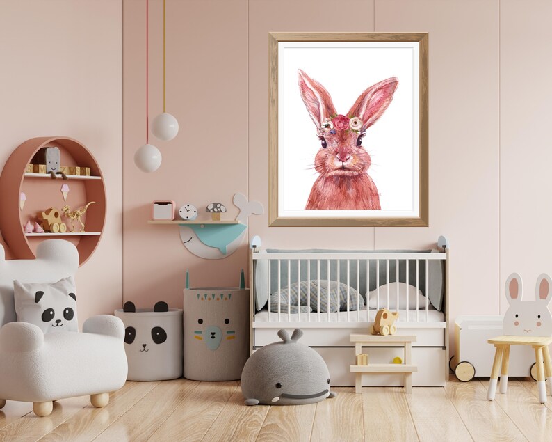 Bunny Rabbit Nursery Wall Decor Printable Easter Bunny Etsy