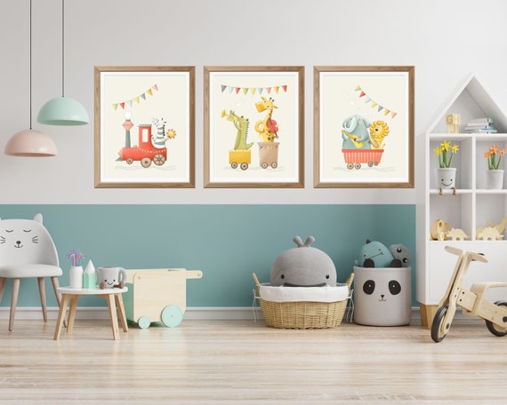 Zoo Animals Nursery Wall Decor Set of 3 Downloadable Prints | Etsy