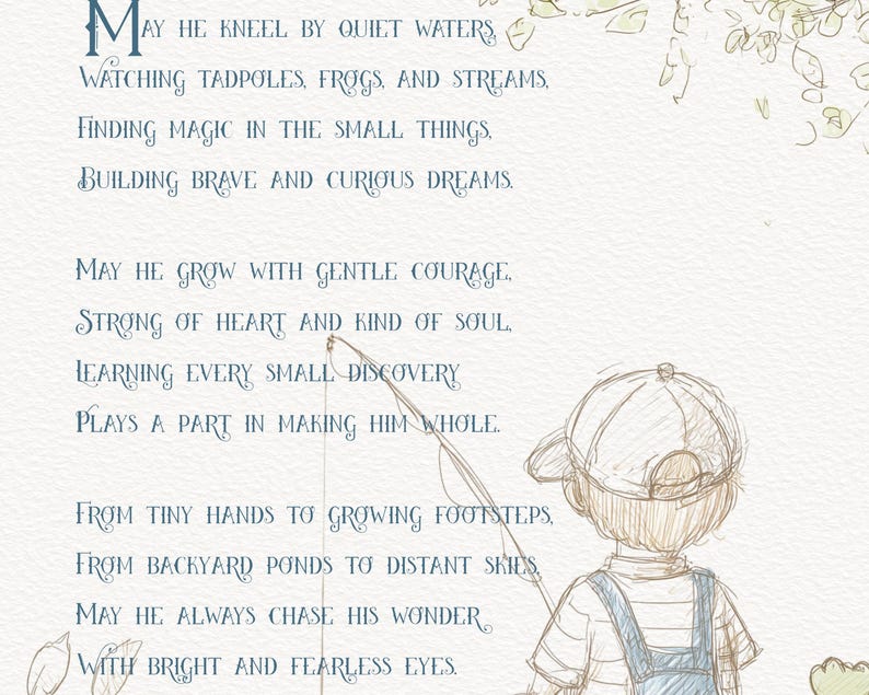 Boyhood Poem Print - Childhood Wonder Wall Art - Nursery Boys Room ...