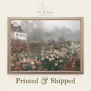 Cottagecore Rose Garden Print: Misty Impressionist Floral Wall Art