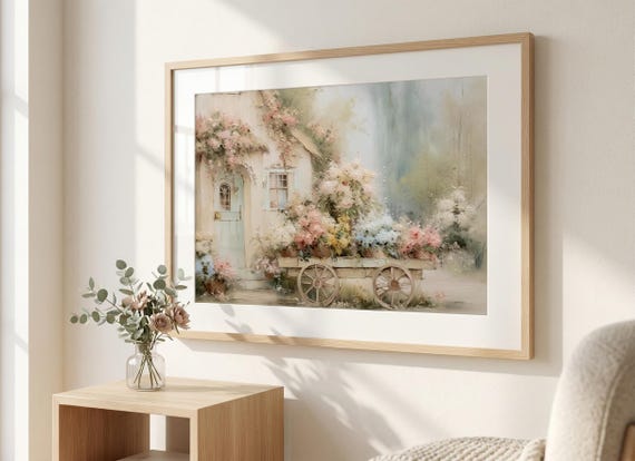 Romantic cottagecore poster for wall hanging - French country wall art in Shabby chic style (Frame Not included)