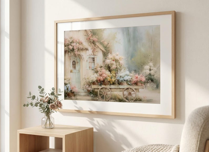 Romantic cottagecore poster for wall hanging - French country wall art in Shabby chic style (Frame Not included) image 1
