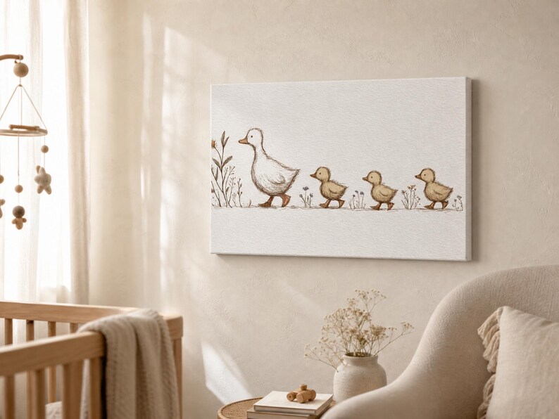 Duck Family Canvas Wall Art ~ Vintage Cottagecore Nursery Decor ...