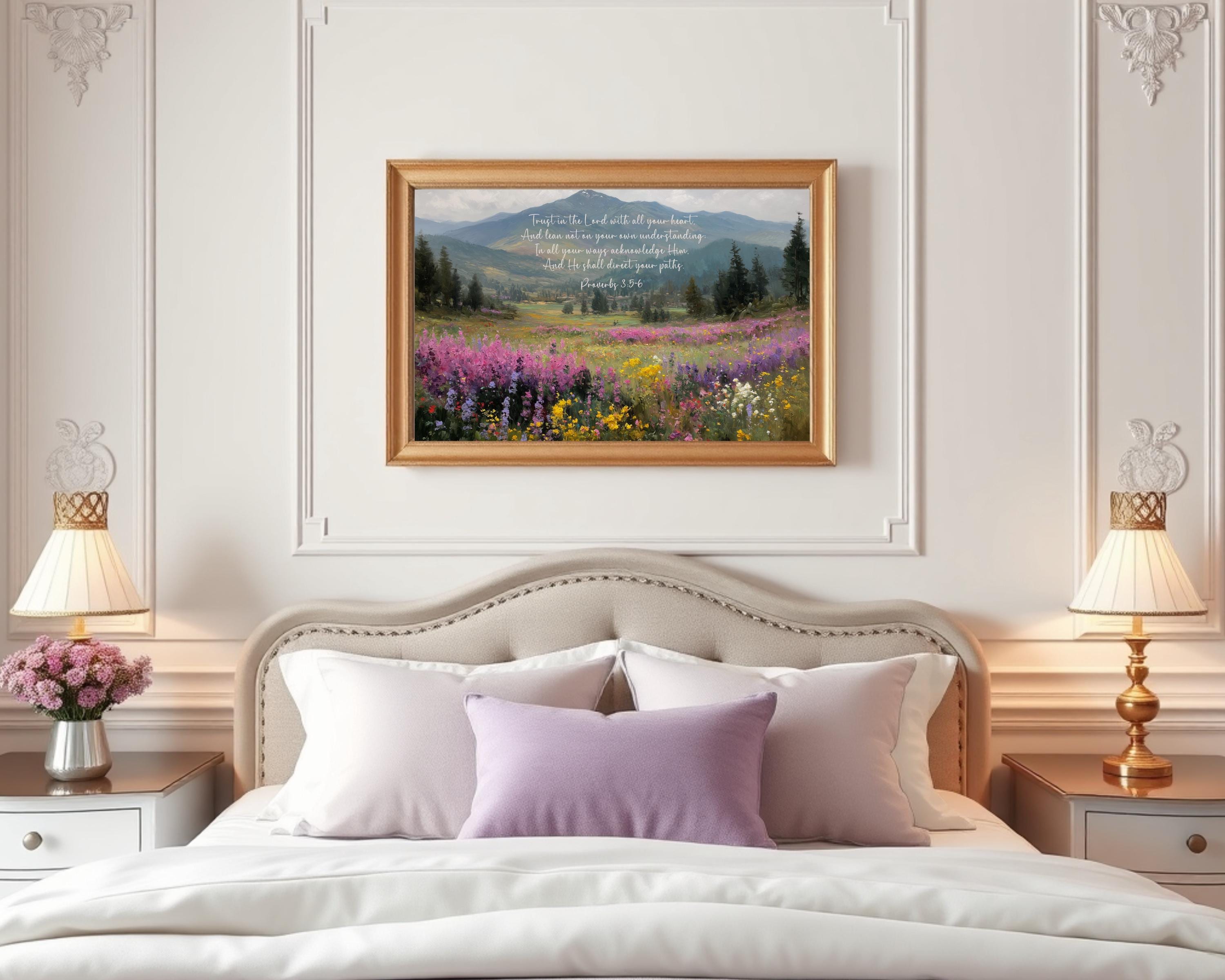 Proverbs 3:5-6 Scripture Wall Art Print | Christian Mountain Landscape ...