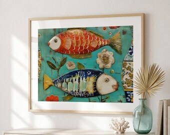 Mediterranean Fish Print: Coastal Kitchen Nautical Wall Art (Digital Download)