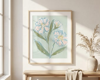 Soft Pastel Wildflower Print: Coastal Cottagecore Art, Abstract Coastal Flower Artwork, Grandmillenial Wall Decor, (Digital Print)