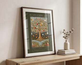 Tree of Life Bible Verse Art: Vintage Folk Art Print (Digital Download)