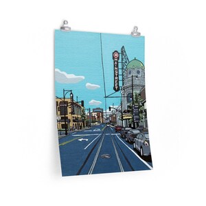 Main Street ~ Paysage emblématique de Kansas City ~ Poster vertical mat premium
