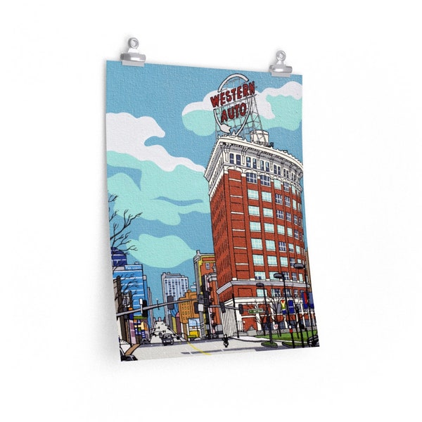 Western Auto Building ~ Iconic Kansas City Landscape ~ Premium Matte vertical poster