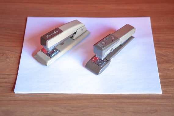 Vintage Brown and Tan Swingline 711 Stapler Small Hand Held Size