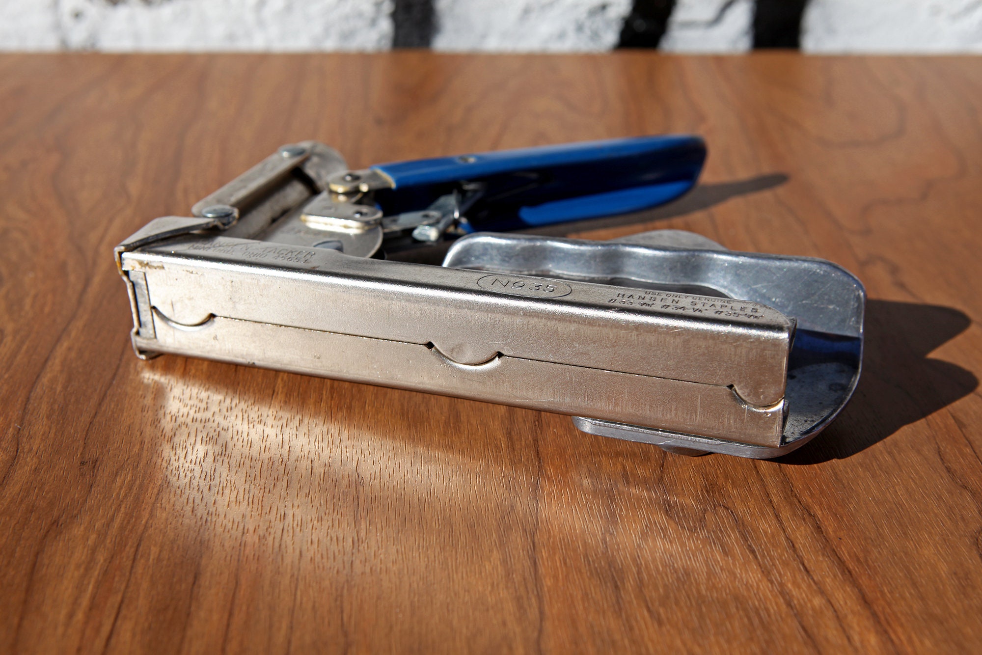 Vintage Hansen Tacker No 35 Staple Gun / Blue Handle / Made in Etsy