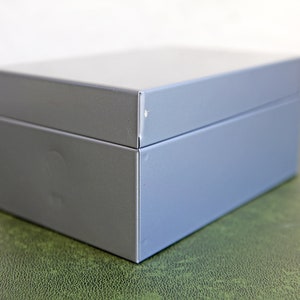 Gray Metal Storage Box with Alphabetical Card Dividers / Vintage Industrial Office Storage