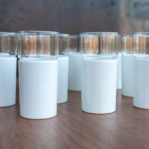 Set of 11 Henry & Miller Tumblers with White Insulated Covers / Retro 1970&#39;s Kitchenware / KRAFTWARE No. 296