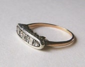 Edwardian to Art Deco 10k two tone gold rose cut diamond antique wedding ring stacking half eternity band size 5.5