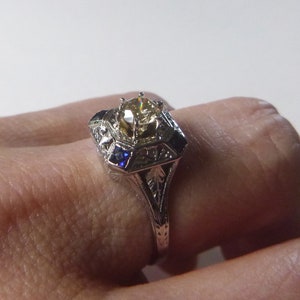 Art Deco 20k Filigree White Gold Antique Engagement Ring .50 - Etsy