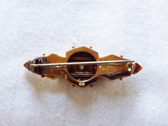 Victorian 9K gold antique brooch with rose cut di… - image 2