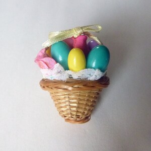 Mid-century easter spring easter egg tulip basket brooch