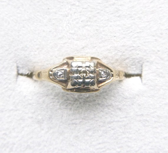 Art Deco 14k two tone gold champagne and rose cut… - image 1