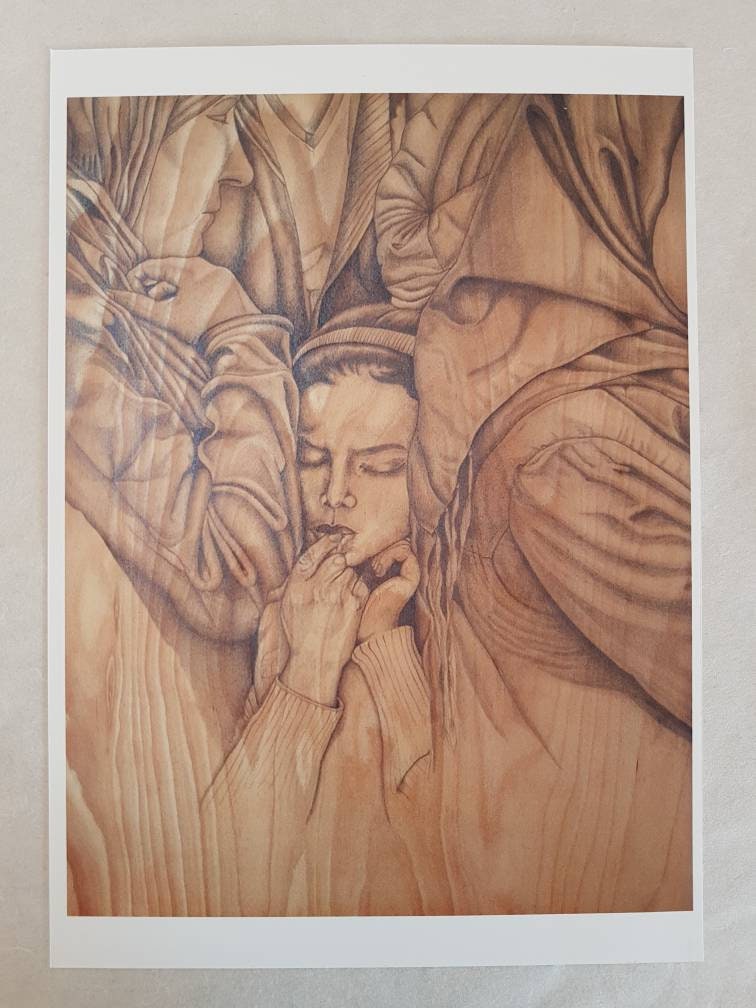 Refuge. Drawing on wood . Digital printing A4 . Print. Etsy