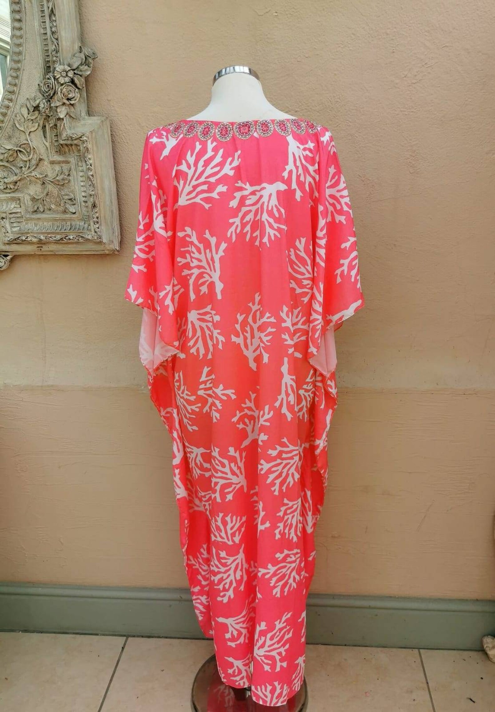 Marcelle Kaftan Coral Patterned main image 0