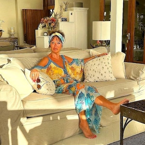 Fiore Blu, cold shoulder, maxi kaftan dress by Kaftan Heaven, perfect glam, poolside fashion and cruise wear