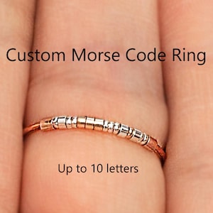 CUSTOM Morse Code Ring, Personalized Morse Code ring, Any Word, Date, Name, Hidden Secret Message Ring