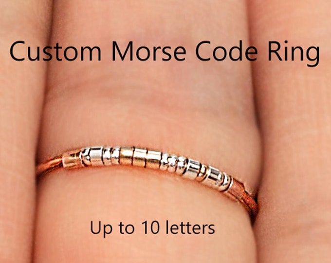 Custom Mors Code Diamond Ring in 14K Solid Gold/ Morse Code Name Ring ...