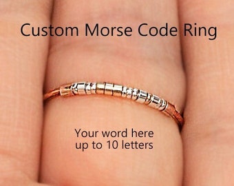 CUSTOM Morse Code Ring, Personalized Morse Code ring, Any Word, Date, Name, Hidden Secret Message Ring