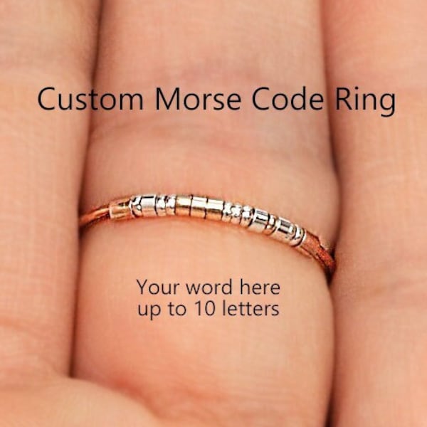 CUSTOM Morse Code Ring, Personalized Morse Code ring, Any Word, Date, Name, Hidden Secret Message Ring