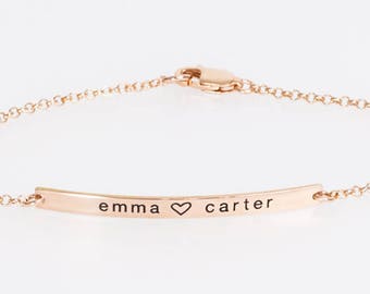 Name Bracelet • Kids Grand kids Name Bracelet • Coordinate Bracelet • Rose Gold Bar Bracelet, Roman Numerals Bracelet, Personalized